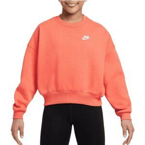 Nike Sportswear Club Fleece Girls Boxy Crew-Neck Sweatshirt  Wild Mango